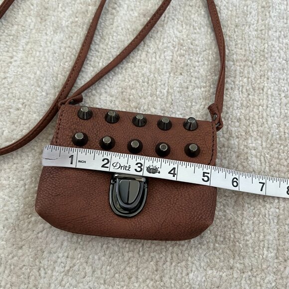 Brown Boho Studded Mini Crossbody Bag Cardholder - Picture 5 of 8